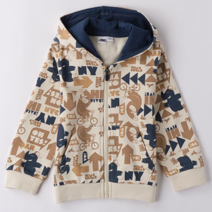 FELPA APERTA CON CAPPUCCIO 4B254 BAMBINO IDO main product photo