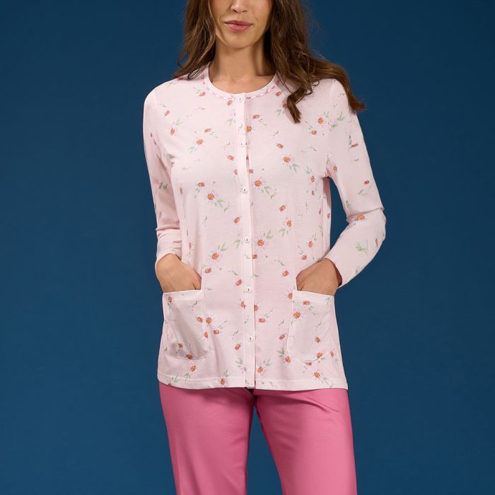 PIGIAMA LUNGO APERTO 5190 PURO COTONE DONNA LINCLALOR main product photo
