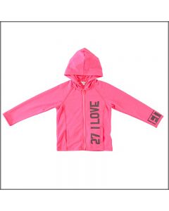 FELPA FULL ZIP CON CAPPUCCIO FLUO 6U160  BAMBINA DODIPETTO