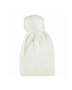 CUFFIA CON POMPON E RISVOLTO 4V195  BAMBINA IDO