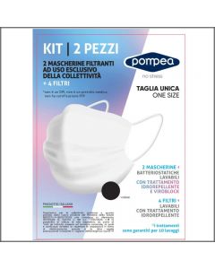 KIT 2 MASCHERINE FILTRANTI + 4 FILTRI MADE IN ITALY POMPEA